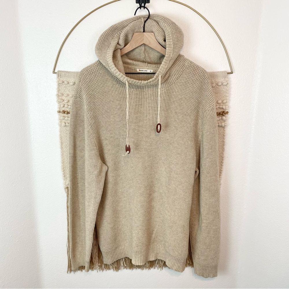 Marine Layer Moore Cowl Neck Hooded Sweater Beige Mens XL